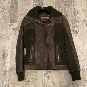Stone Mountain brown leather bomber jacket